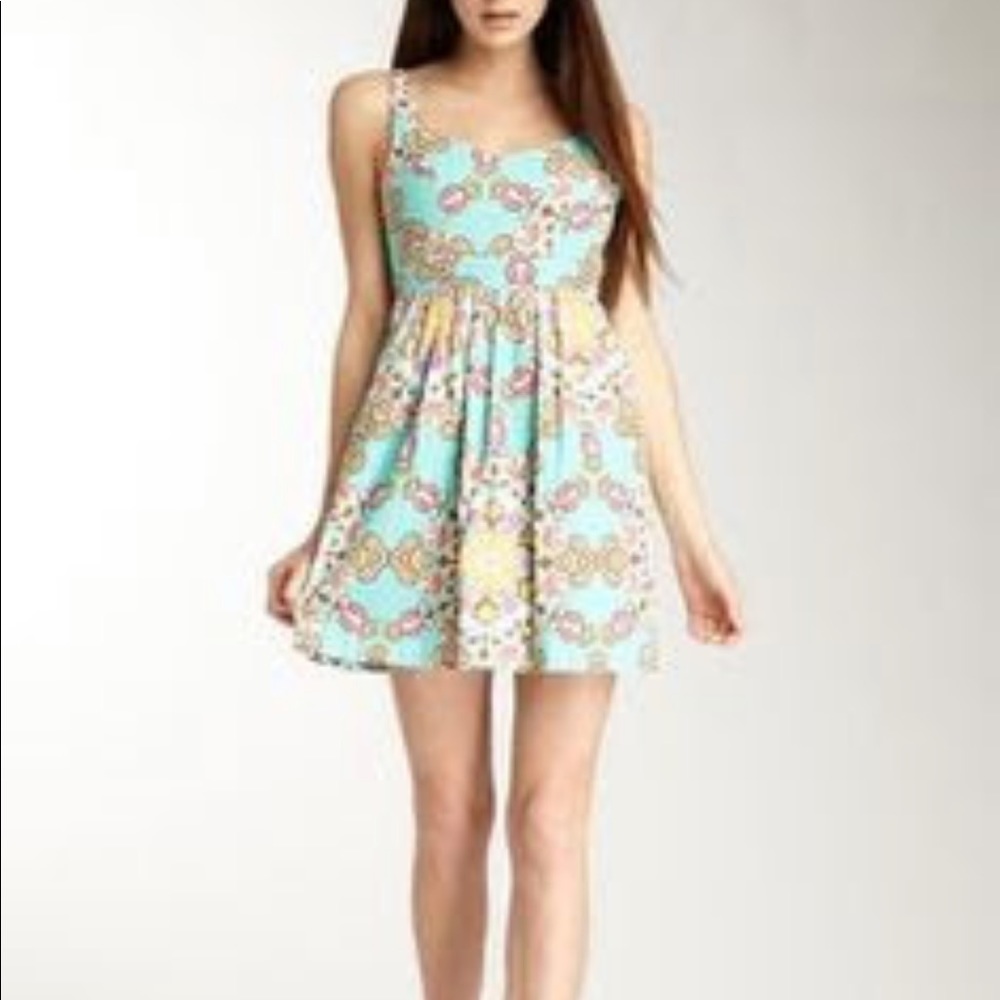 Judith March floral linen turquoise backless dress - Picture 4 of 8